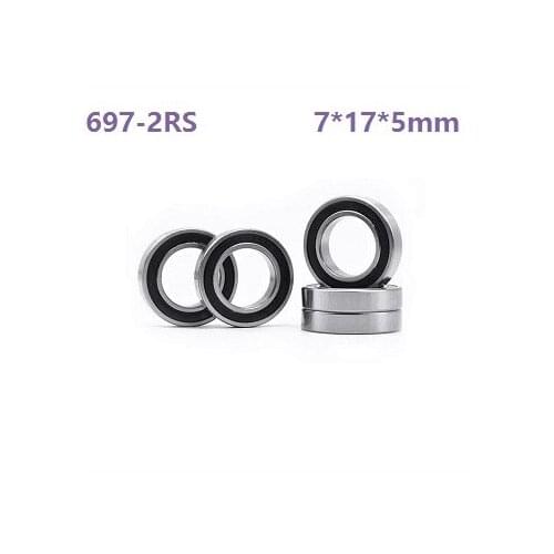100pcs/lot 7x17x5mm 697RS 697-2RS 697 2RS RS 7*17*5mm Deep Groove Ball Bearings Miniature Mini bearing