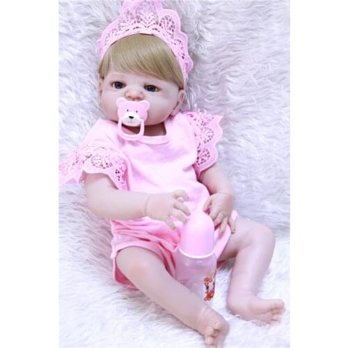 22" bebe girl reborn Full Silicone Body blonde hair reborn baby dolls for kids child new year gift bonecas reborn
