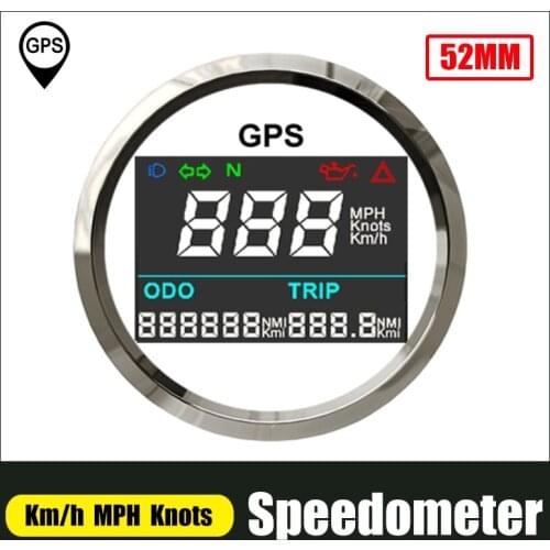 52mm Digital Gps Speedometer Odometer 0~999 Mph Knots Km/h 316 Stainless Steel Adjustable Speed Gauge For Car Motorcycle Boat