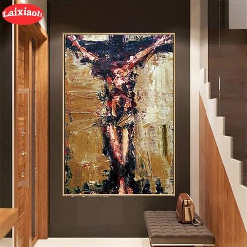 5D round Diamond Embroidery Abstract christian good friday cross Diamond Painting Full Square Mosaic Cross Stitch Handmade Gift