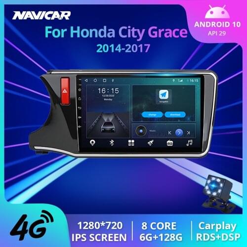 2Din Android10 Car Radio For Honda City Grace LHD 2014-2017 Auto Radio GPS Navigation Car Receiver DSP Bluetooth Player Carplay