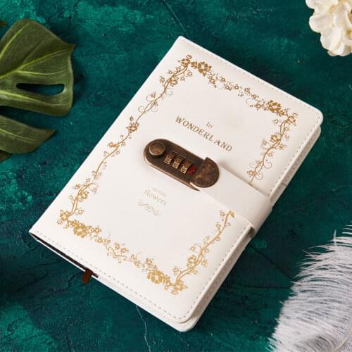 A5 Password Notebook Diary Portable Password Booklet Small Fresh Multi-Function European Lock European Vintage Password Notebook