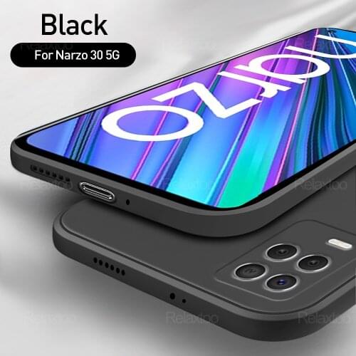Original Square Liquid Soft Silicone Phone Covers For Realme Realm Relme Narzo 30 5G 30A Realmi Narzo30 5G Case Shockproof Coque