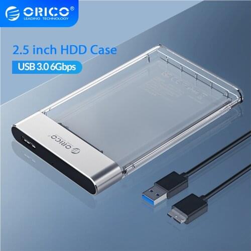 ORICO Transparent HDD Case SATA to USB 3.0 6Gbps 4TB Hard Disk Case Add Metal Support UASP HDD Enclosure Compatible with HDD SSD