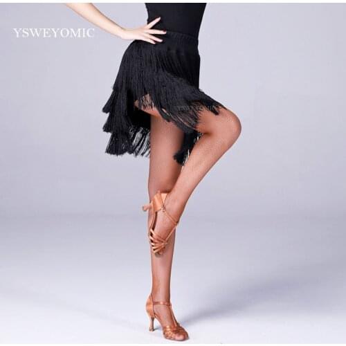 Blac kTassel Latin Dance Skirt For Women Practice Cha Cha Latin Salsa Bachata Samba Rumba Practice Dance Wear For Girls L236