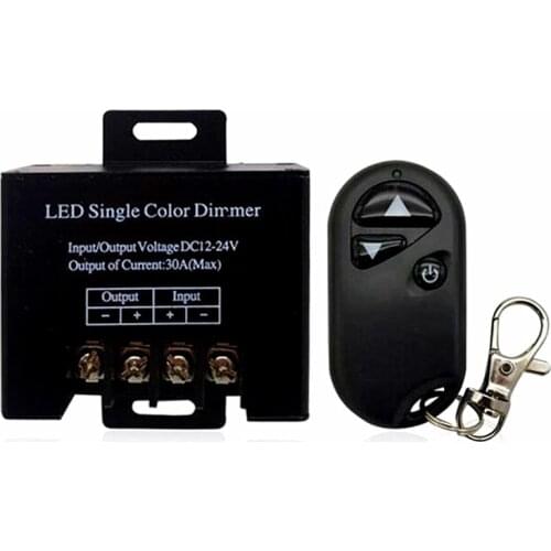 DC12-24V 30A Single Channel LED Dimmer Controller with 3Key Wirelss RF Remote Control for Single Color 5050 3528 LED Strip light