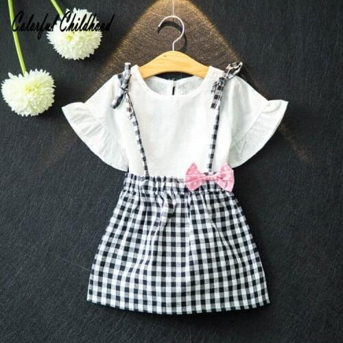 Baby Clothing Girls Dresses shirt Sleeve plaid Baby Girls Dress Strap+T Shirt Princess Dress Costume for Kids children Clothes