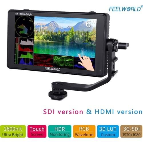 FEELWORLD LUT6S LUT6 6 Inch 2600nits HDR/3D LUT Touch Screen DSLR Camera Field Monitor with Waveform