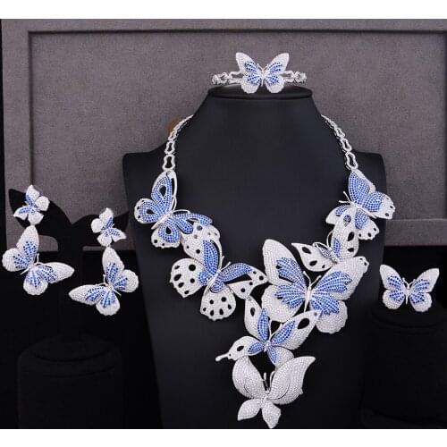 GODKI Jimbora 6 Colors Brand Luxury Full Butterfly 4PCS Jewelry sets For Women Wedding Cubic Zircon CZ Dubai Bridal Jewelry Set