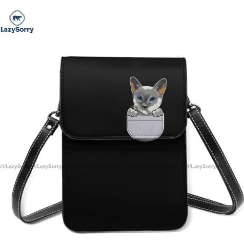 Pocket Cat Shoulder Bag Stylish Leather Travel Mobile Phone Bag Student Gift Bags