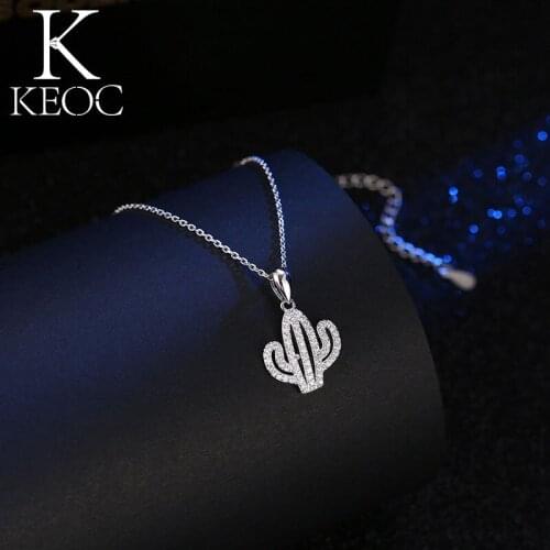 Keoc Japan and South Korea Fashion Cactus Zircon Pendant Necklace Girlfriend Birthday Party Glittering Jewelry Gift New 2020