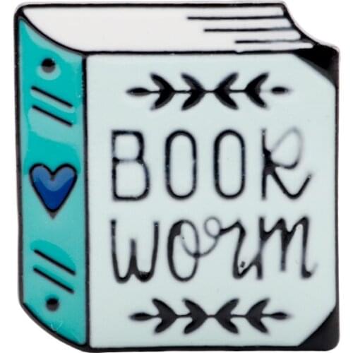 Book Shape Enamel Pin Cute Book Worm Lettered Brooch Book Quote Badges Literary Jewelry Book pins collection Reader Gifts