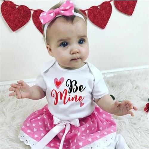Be Mine Baby Girl Valentines Outfit Newborn Baby First Valentines Short Sleeve Funny Romper Infant Boys Cute Jumpsuit
