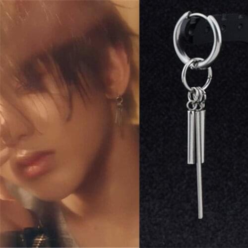 KPOP DNA Korean Fashion Bangtan Boys Album V Stud Earrings For Women Brincos Pusheen silver color Earrings Accessories 1pc