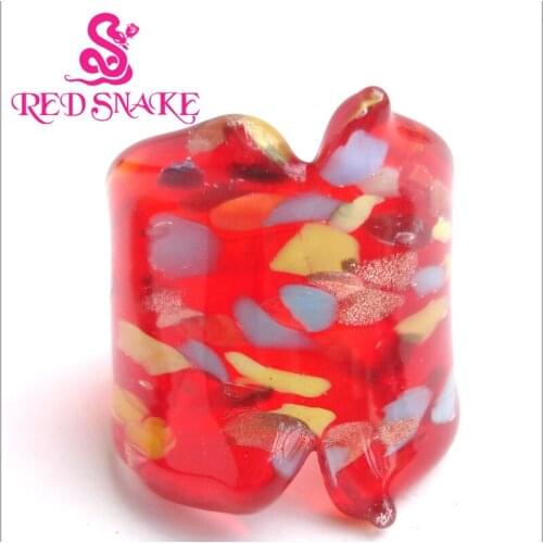 RED SNAKE Fashion Ring Handmade red with color spots Cutting feature Technology Murano Glass Rings