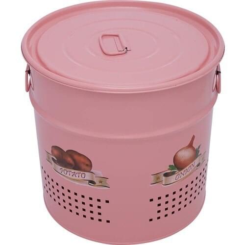 Round Potato Onion Storage Box Pink
