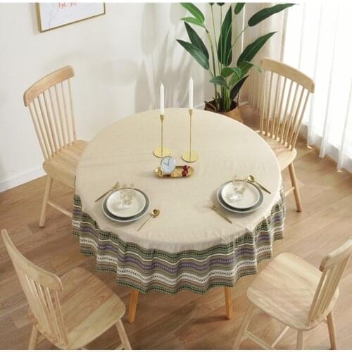 Striped Round Table Cloth Wedding Tablecloth Water-resistant Restaurant Dining Table Pad