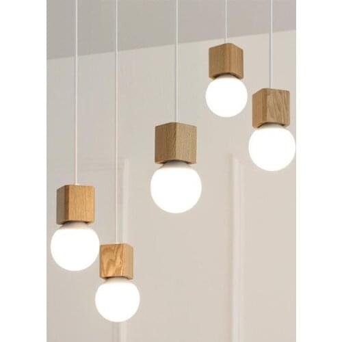Small wood chandelier E27 lamp room modern garden restaurant kitchen aisle bar balcony Chandelier