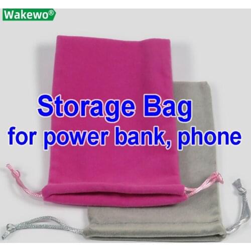 WAKEWO Pouch storage bag 10x15cm Flannelette Sleeve Velvet Plush bag case with drawstring rope for xiaomi power bank iphone HDD