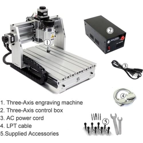 Mini CNC Router Engraver 2520 Engraving Drilling Milling Cutter Machine 200W DC Spindle Motor