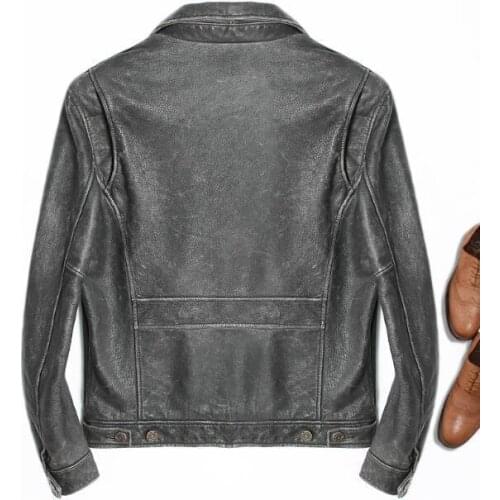 Genuine Leather Men Vintage Real Cowhide Motorcycle Winter Spring Autumn Motor Jacket Coat Slim Brand leren jas mannen