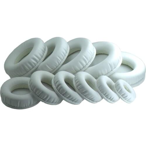 Soft White Protein Leather Memory Foam Round Ear Pads Full Size Earpads for 45/50/55/60/65/70/75/80/85/90/95/100/105/110mm Model