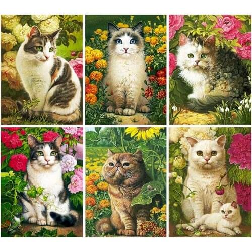 GATYZTORY 60x75cm DIY Painting By Numbers Flower Cat Picture Coloring Zero Basis HandPainted Oil Painting Unique Gift Home Decor