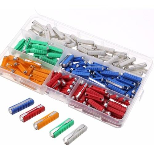 200pcs New Continental Ceramic Torpedo Fuses 5/8/10/16/25AMP Assortment Kit with Plastic Case 5 Colors