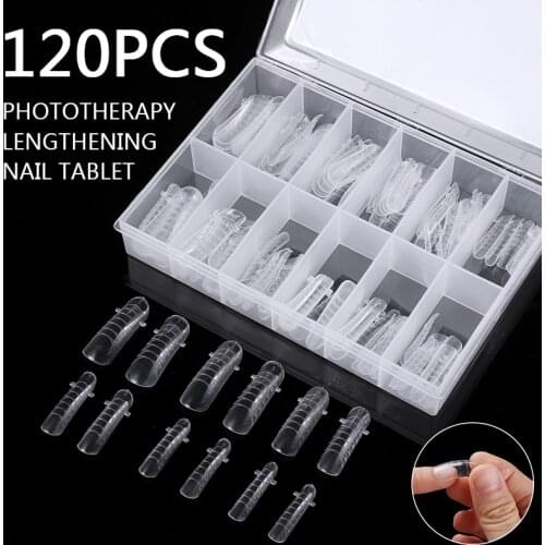 For Extend Nails 120Pcs Building Mold Nail Tips Dual Form False Nails Reusable Manicure Tools 12 Sizes Full Cover Shape