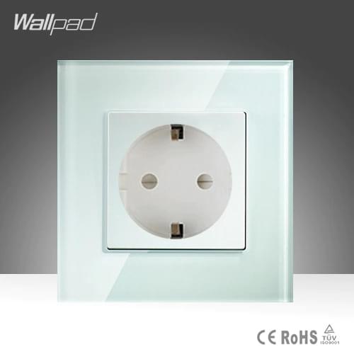 16A EU Socket Wallpad White Crystal Glass EU European German Standard Wall Socket Free Shipping