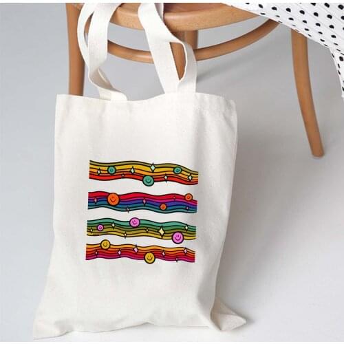 New Female Cute Korean Canvas Bag Vintage Funny Cartoon Tote Harajuku Shoulder Bags Casual Large-capacity Shopping Bags Shopper