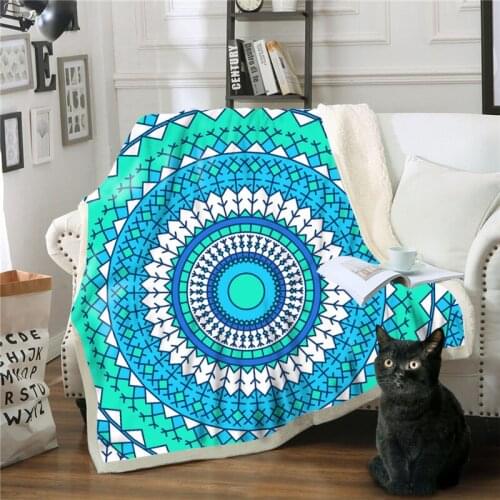 Hoodie Blanket Plush Throw Blanket 3D Mandala Printed Sherpa Fleece Microfiber Throw Blanket 2019 Drop Shipping