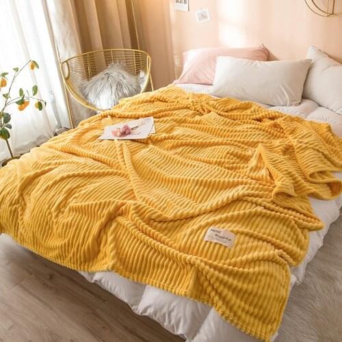 Solid Color Magic Velvet Warm Blanket Single Layer Blanket On The Bed Blankets For Beds Solid Yellow Color Soft Warm Square