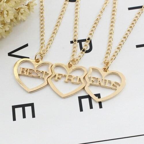 Friends Necklace three pieces of love splicing Pendant Fashion zinc alloy Witness friendship