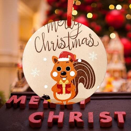 5Pcs Christmas Pendants Round Eye-catching Festival Pendants Wood Xmas Tree Hanging Festival Ornaments Home Decor Party Supplies