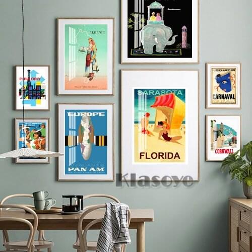 World Travel Posters Havana Malaga Paris Europe India Albanie Art Prints Wall Decor Vintage Canvas Painting Bedroom Decorate