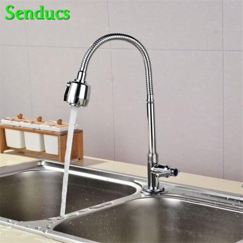 Senducs Cold Kitchen Mixer Tap Universal Kitchen Sink Mixer Tap of Quality Brass Single Cold Water Tap Chrome Kitchen Faucet