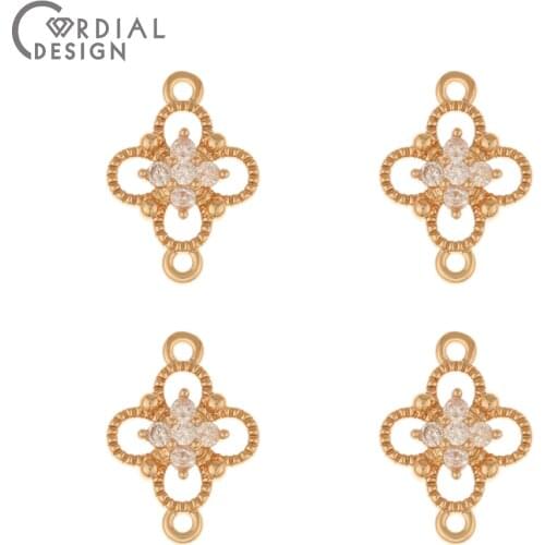 Cordial Design 50Pcs 12*17MM CZ Connectors/Jewelry Accessories/Earring Making/Hand Made/DIY Charms/Jewelry Findings & Components