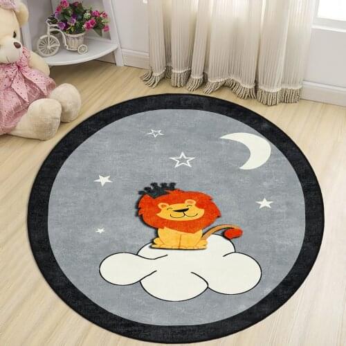 Gray Round Kids Room Rug clock numbers girl heart educational carpet