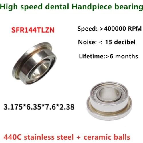 10pcs high speed WH Dental Handpiece flange bearing SFR144TLZN 3.175*6.35*7.6*2.38mm stainless steel hybrid ceramic balls