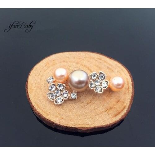Rhinestone Flower Buttons for DIY hair accessories wedding decoration metal pearl button