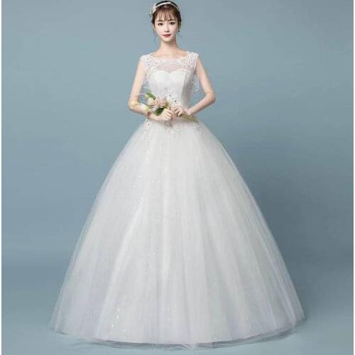 Wedding Dress Pleat Short Sleeves O-Neck Lace Up Luxurious Floor-Length Embroidery New Plus Size Wedding Gowns For Women G248