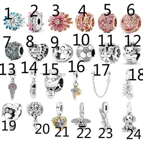 Charms Silver 925 Original Beads for Jewelry Making 2020 New Rose Gold Pink Daisy String Ornament Accessories Glass Beads