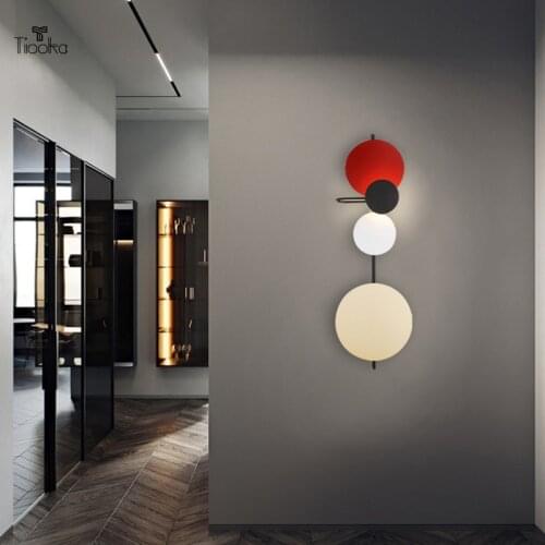 Tiooka Nordic Denmark 12W LED Wall Lights Blue Red Pink Green Bedroom TV Background Sconces 220V Stairs Led Light Wall Mounted