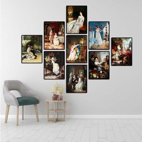 Home Decoration Wall Art Canvas Poster Bedroom Print Canvas Paintings European style palace painting life of noble ladies