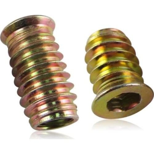 M6 M8 M10 10Pcs/Lot Inside Carbon Steel Hex Socket Insert Nut Threaded Outside Teeth Embedded Hex Nut For Wood Furniture