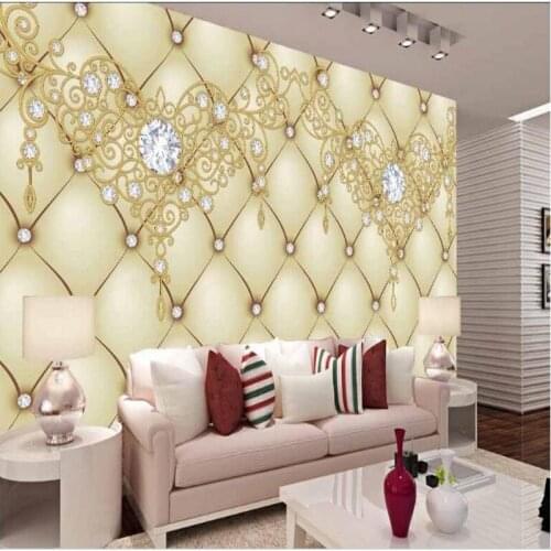 Wellyu Custom large fresco modern classical European pattern diamond soft package background wall non - woven wallpaper