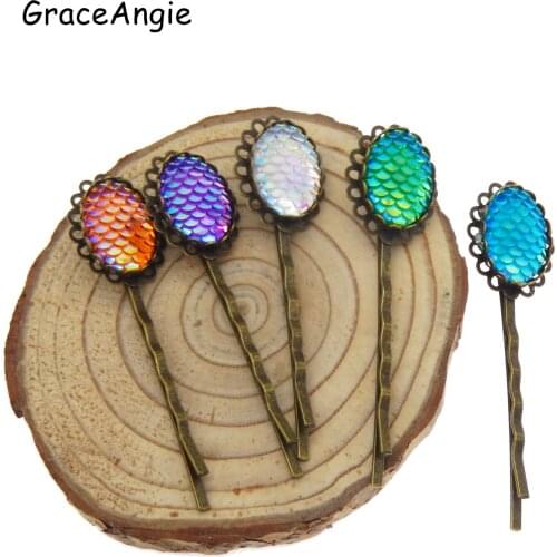 5pcs/pack Hair Pins Colorfull Mermaid Fish Hair Jewelry Cabochon Barrettes Crab Beach Headwear Hair Accessories French Female