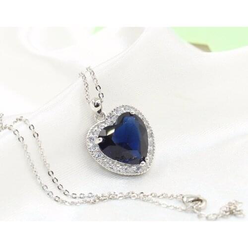 Top Selling New High Quality Luxury Jewelry 925 Sterling Silver Pear Cut Blue 5A CZ Party Chain Necklace Pendant for Women