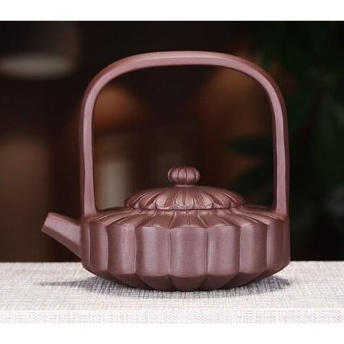 Famous Artists Hand-made Purple Mud Painting Tiliang Pot, Jupetal Pot, Purple Sand Pot, Flower Pot, Teapot and Tea Set